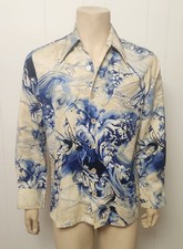 wild 1970s shirt M men's polyester surf disco