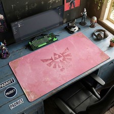 Pink Zelda Hylian Crest XL Gaming Mouse Pad, Nintendo Desk Mat