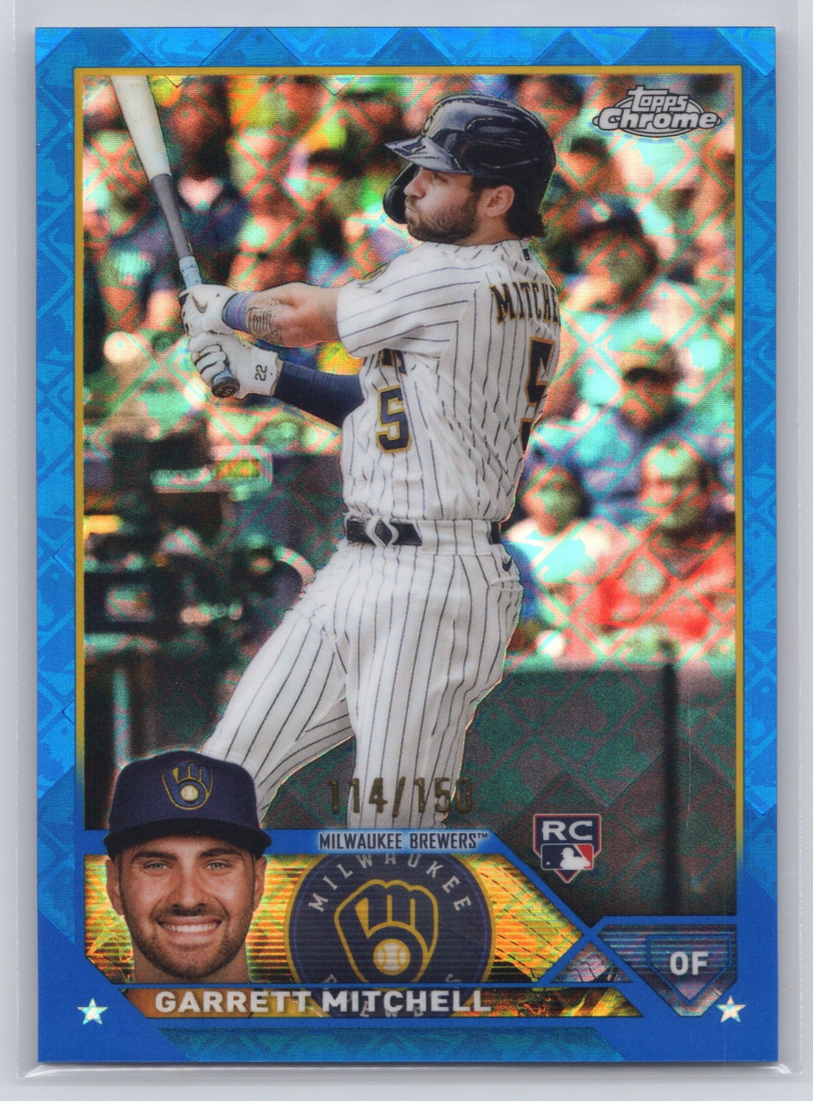 2023 Topps Chrome Logofractor Edition #110 Garrett Mitchell Blue Refractor #/150