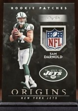 2018 Panini Origins Sam Darnold Jets Rookie Patch RP-2 1/1 God Card Player Worn. rookie card picture