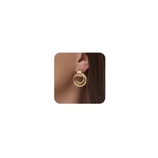 Gold-Plated Chunky Earrings, Knot Link Circle Drop Dangle Statement Studs for...