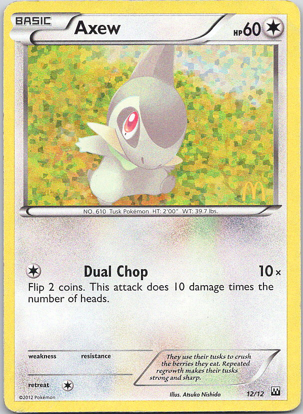 Pokemon Axew 12/12 McDonald's 2012 Holo NM TCG Colorless