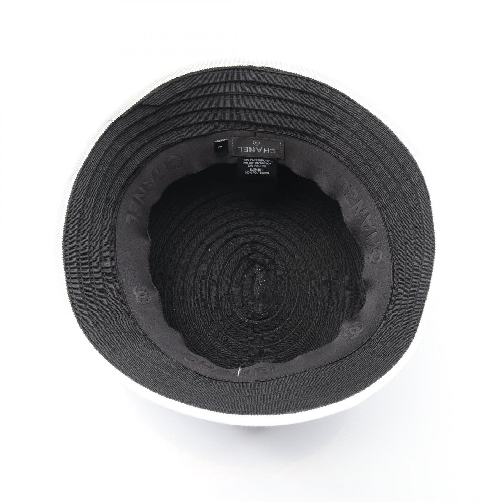 CHANEL Cocomark Hat Fabric Black/White thumbnail 3