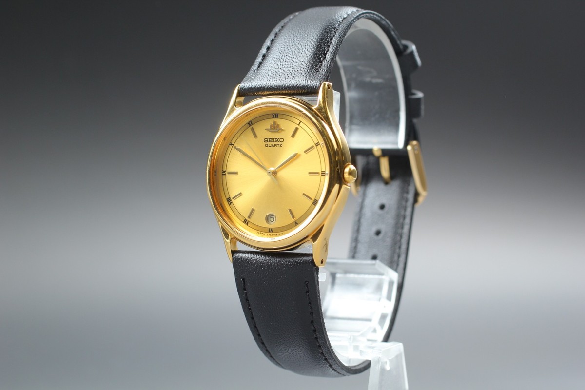 Vintage 2004 N MINT Seiko Galaxy V722-6B20 Gold Date Quartz Mens