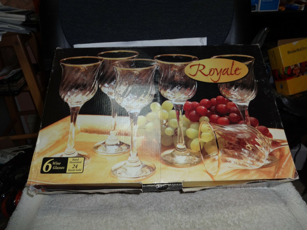Wine Glasses Royale 24 karat gold set of 6 | eBay display picture 1