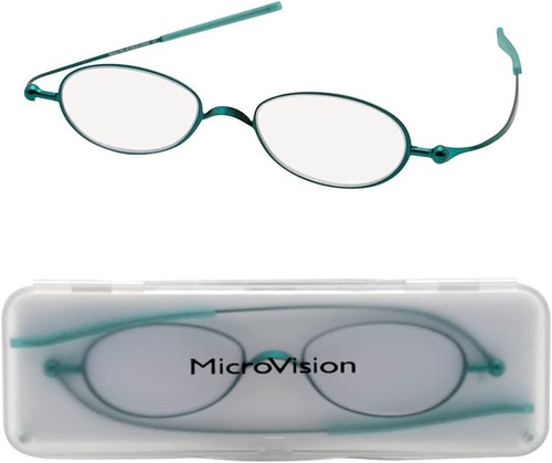 Microvision Optical Flat Fold Ion Reading Glasses w/ Compact Case For Women Men - Picture 7 of 22