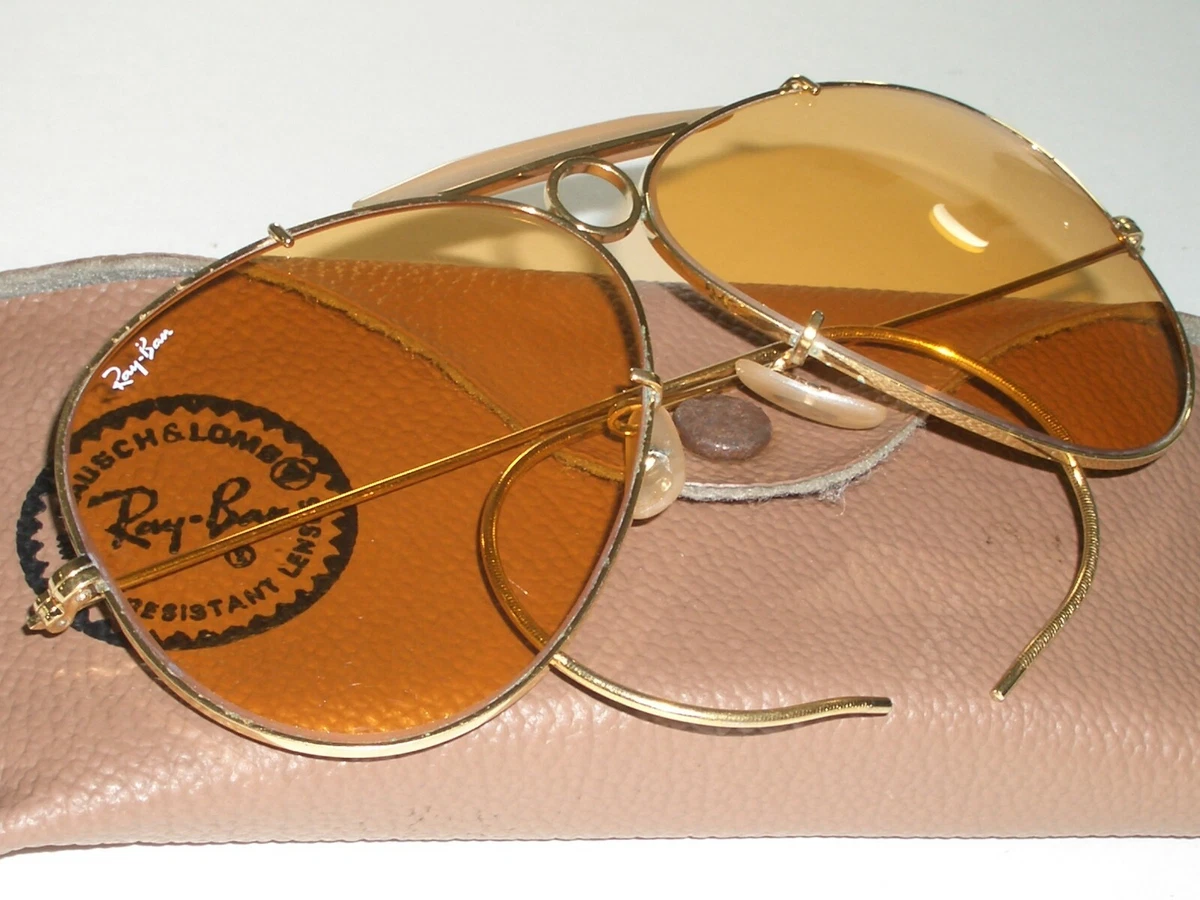 1980 s VINTAGE B L RAY BAN ALL WEATHER AMBERMATIC SHOOTING SUNGLASSES NrMINT