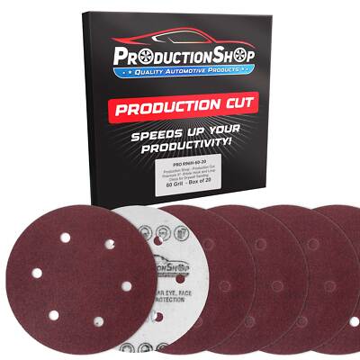 9'' Red 6-Hole 60 Grit Sanding Discs, Box of 20 - Hook & Loop Backing Sandpaper