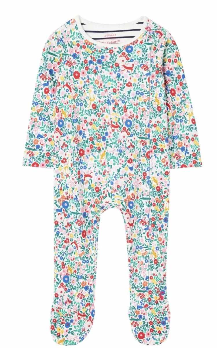 Joules Baby Rainbow Ditsy Zippy Organically Grown Cotton Babygrow BNWT