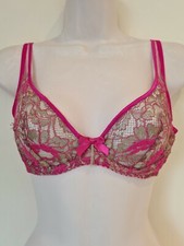 Reggiseno Agent Provocateur oro fucsia Lysianne reggiseno 34C pizzo con ferretto nuovo