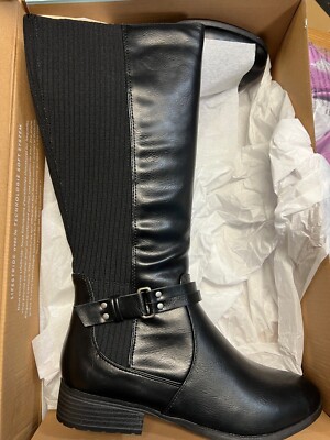 Lifestride X-Anita Womens Faux Leather Knee-High Riding Boots Black 8.5 Wide