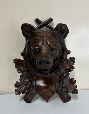 Black Forest Bear Wall Mount Hand Cast Resin 11”x15” Rare HTF Brown Cabin Den