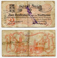 2 Reichsmark Stadt Sulz 6.8.1914  gebraucht