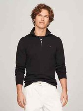 TOMMY HILFIGER Men's Black Quarter 1/4 Zip Soft Pullover Sweater 2XL