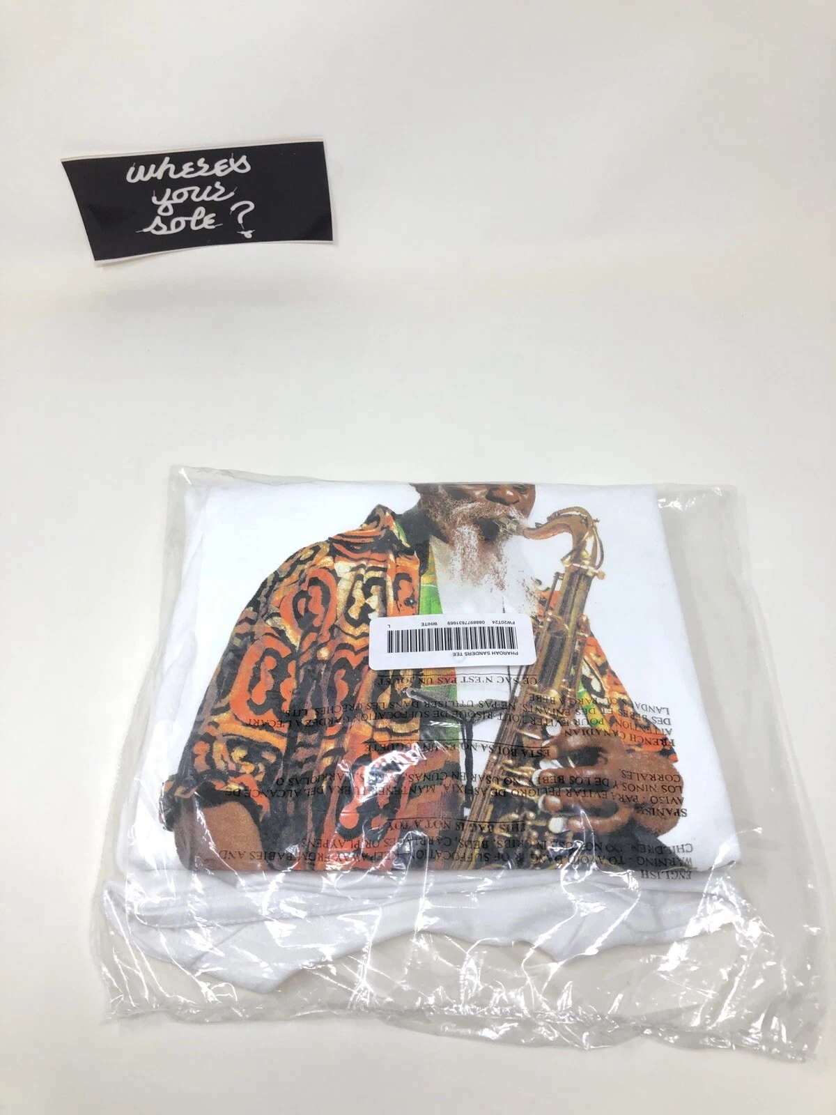 T shirt photo Supreme Pharoah Sanders taille L grand blanc neuf DS