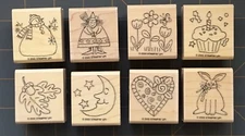 STAMPIN UP "JUST FOR FUN" RUBBER STAMP SET Fun LOT of 8 Sell-a bration 2001 Set