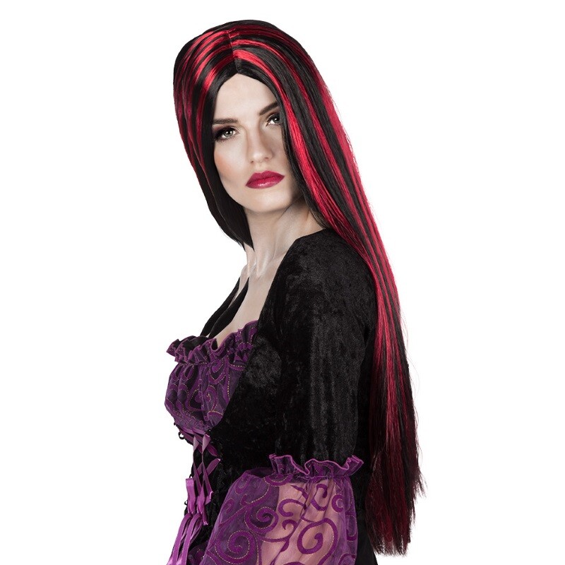 Hexen Perücke Schwarz-Lila – Lange Locken, Doppelschichtig Für Halloween & Cosplay