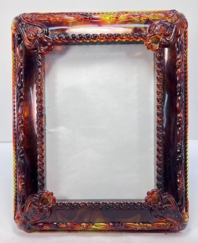 Vintage Tortoise Shell Victorian 5x7 Plastic Picture Frame midcentury cottage - Photo 1/15