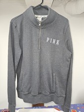 Women's Pink 1/4 Zip Double Sided Pullover Sweatshirt Size L