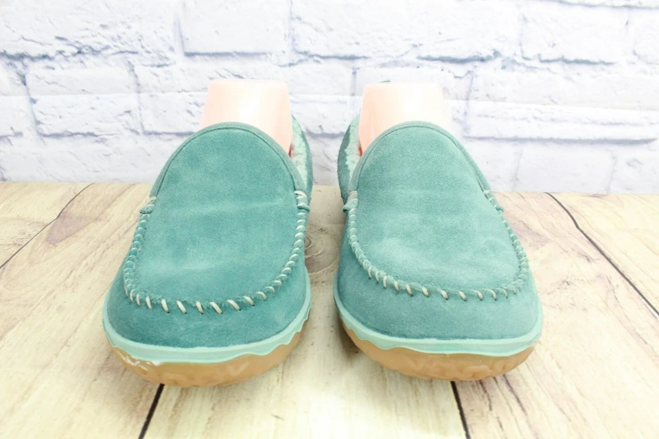 Zapatillas de mocasín de montaña forradas de vellón de gamuza verde azulado LL Bean para mujer talla 8 M Foto 4 de 4