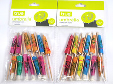 24 Umbrella Picks Wood  Paper Cocktail Umbrella Picks Colorful Parasol Picks