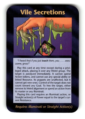Vile Secretions Card INWO Illuminati New World Order Assassins