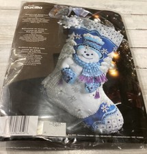 Bucilla 86059 Snowflake Snowman Felt Christmas Stocking Kit 18  New 2007 Bling