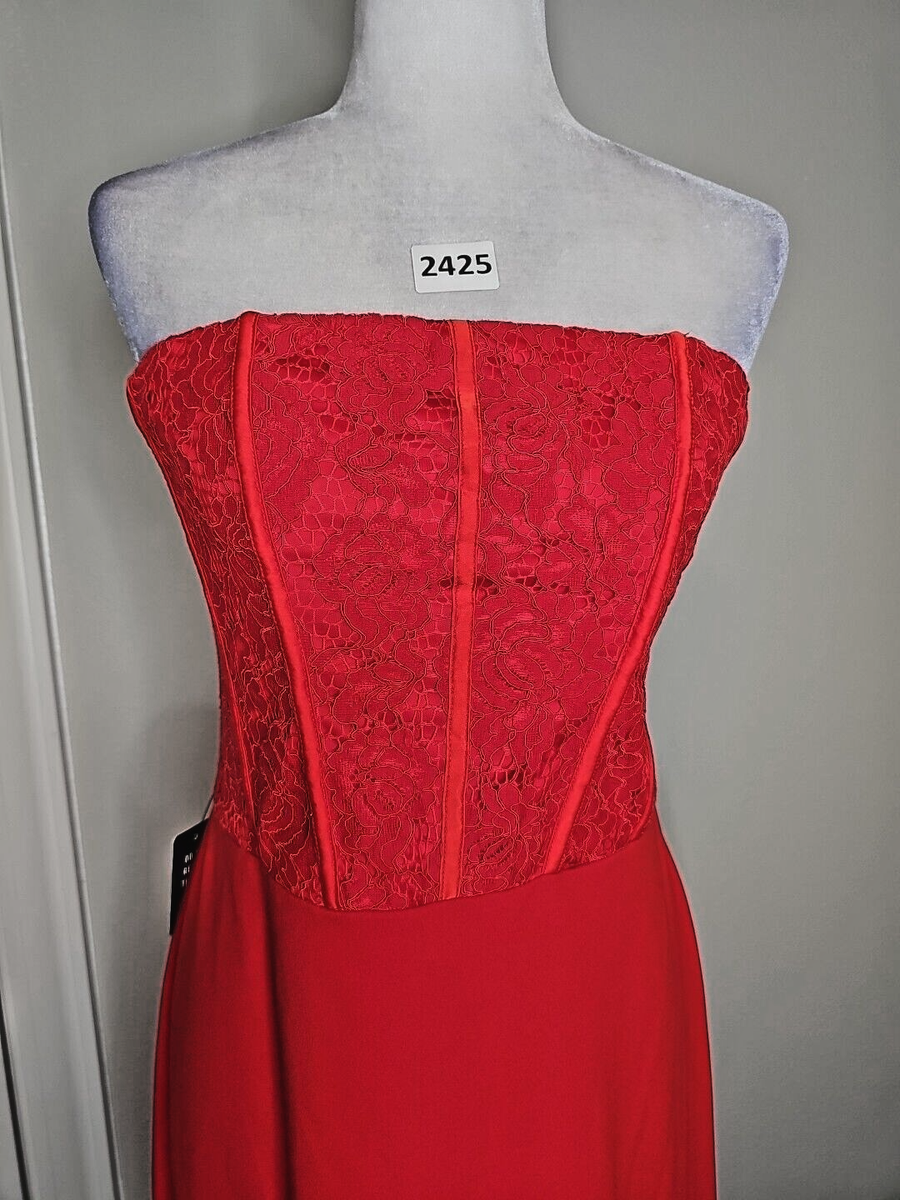 NWT EXPRESS Red Piped Lace Strapless Short Dress Size Large L | eBay