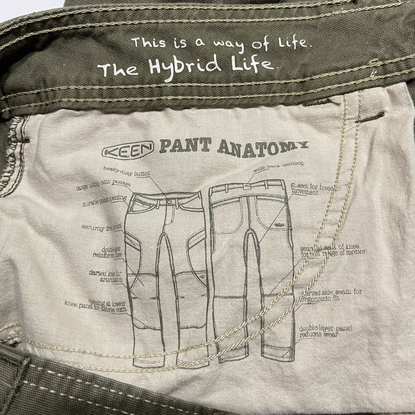 Pantaloni da trekking Keen Green Capris donna taglia 10 crop cargo ibridi