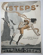 Fitrite Athletic Steps Shoe Pinup Paper Ad Sign 2 Sided Ely Walker St Louis Girl