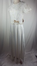 White Gold Prom Wedding Formal Dress Women's Size S Small