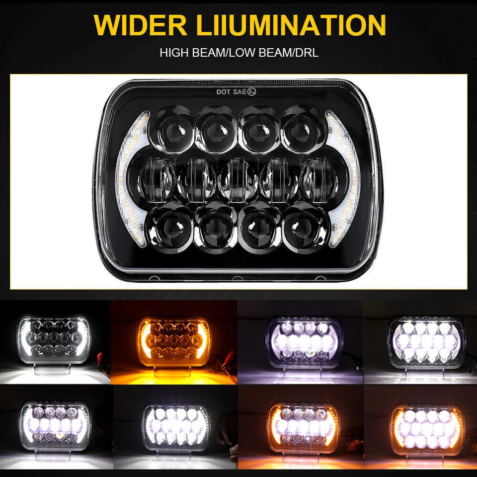 2PCS 7x6" Led Headlights Hi/Lo Beam DRL For 1978-1986 Ford F-150 F-250 F-350 DOT Foto 2 de 4