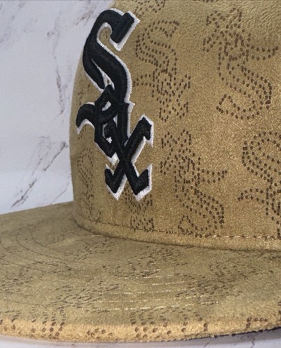 New Chicago White Sox 59fifty New Era Faux Suede AOP Logo Fitted Hat Sz 7 3/4 - Picture 8 of 17