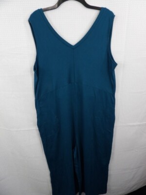 Cuddl Duds FlexWear Jumpsuit Teal V-neck Sleeveless Wide Leg NEW Size 1X