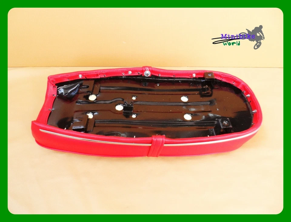 Fit For HONDA CB72 CB77 Plain Red SEAT COMPLETE Chrome Trim **mi** - Image 3 of 4