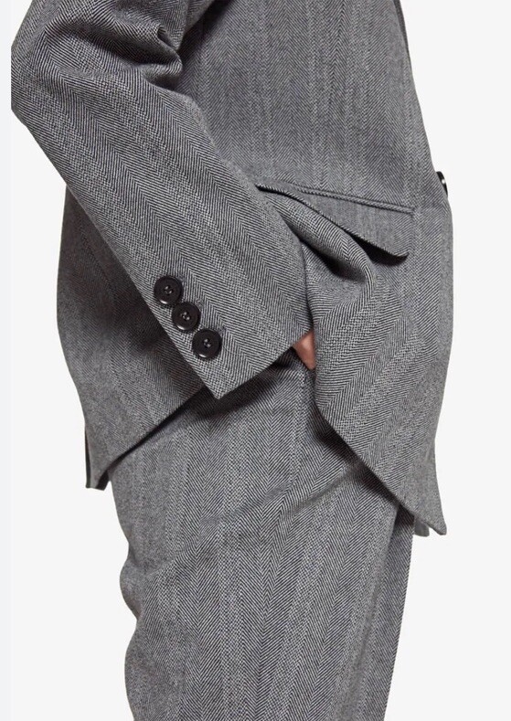 Anine Bing Grey Fish bone Blazer, Size S image 3