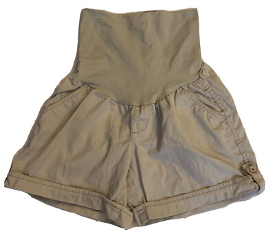 oh baby motherhood Women maternity shorts Small Beige Pockets Elastic Waist