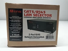AV Link 2 Port CAT5 RJ45 Network Dataswitch Lan Selector Steel Black