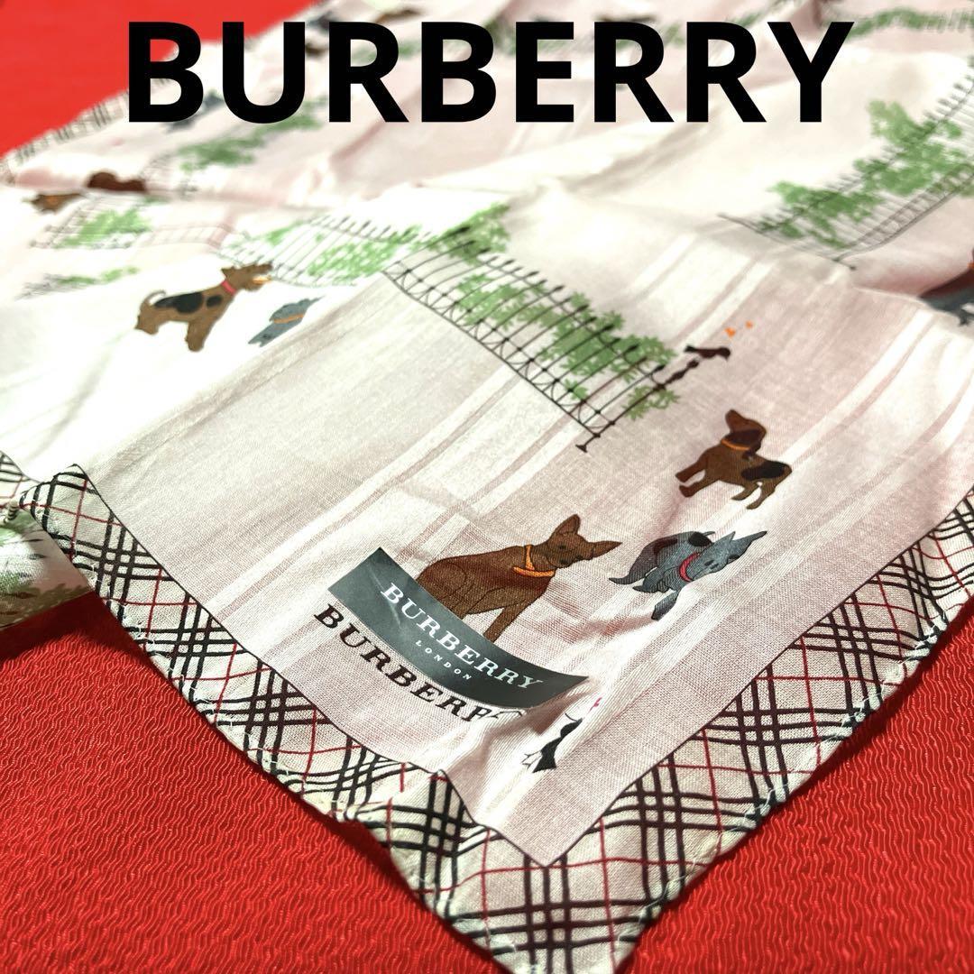 BURBERRY ハンカチーフ BURBERRY Cotton Scarf Handkerchief Dog Stripe Pink Nova