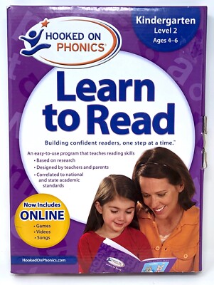 Hooked On Phonics Learn to Read Level 2 KINDERGARTEN workbook & dvd HOMESCHOOL