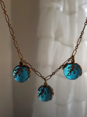 Handcrafted UNDRILLED Blue Pools of Dark  gold plate figaro NOS