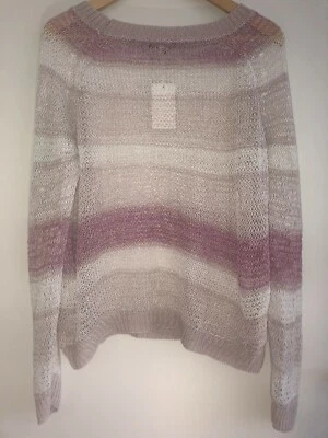 SvB Exquisit Femmes Pull Gr. 42 Blanc/Rose Transparent 100% Lin Neuf + Cadeaux - Photo 1/4