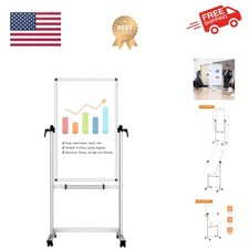 Double-sided Magnetic Mobile Whiteboard,48 x 24 Inches, Portrait Orientation,...