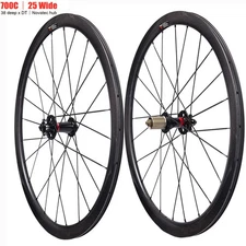 700C 25mmx38mm Tubeless Carbon Road Bicycle Wheelset Disc Brake Center Lock Hub