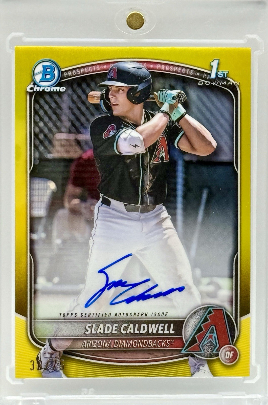 2025 Bowman Chrome Slade Caldwell Yellow Refractor Auto /75 #CPA-SC Diamondbacks