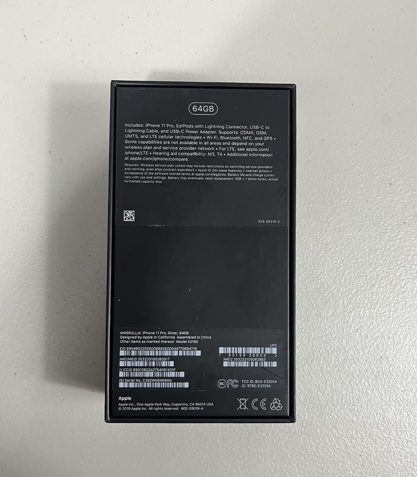 Apple iPhone 11 Pro 64GB Silver Original Retail Box & Sticker (EMPTY BOX ONLY)