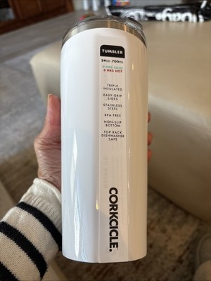 Corkcicle 24 Oz Tumbler Cup white NWT, 9 Hrs Cold/3 Hrs Hot NEW Avalara logo