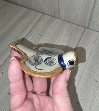 Vintage Tonala Flying Bird Figurine  Signed Mexico Pottery Terracotta 4"