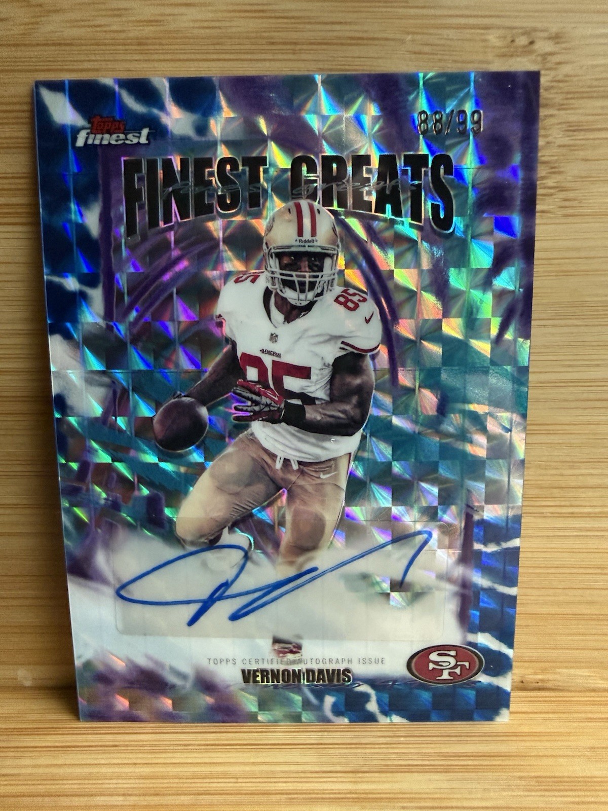VERNON DAVIS 2025 TOPPS FINEST GREATS BLUE GEOMETRIC AUTO /99 49ERS