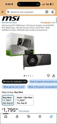 MSI GeForce RTX 4080 Super 16GB Expert (Prestine Condition)